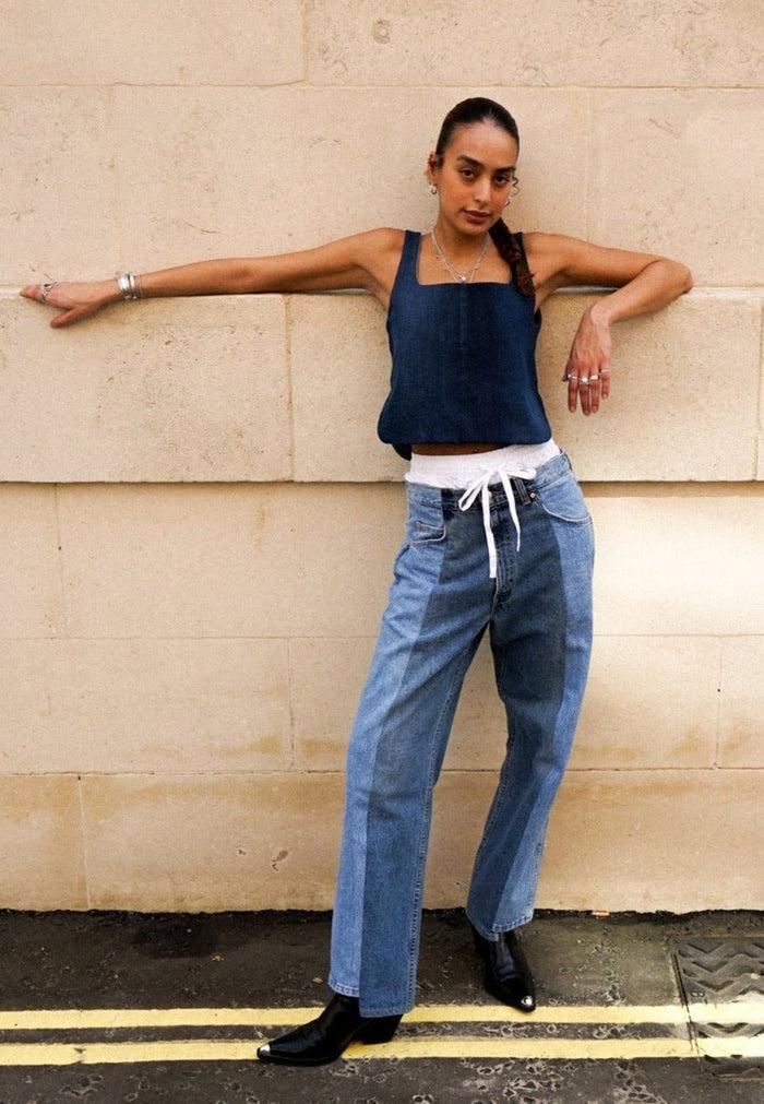 E.l.v. Denim Boyfriend Jean Light/Mid Blue Jeans