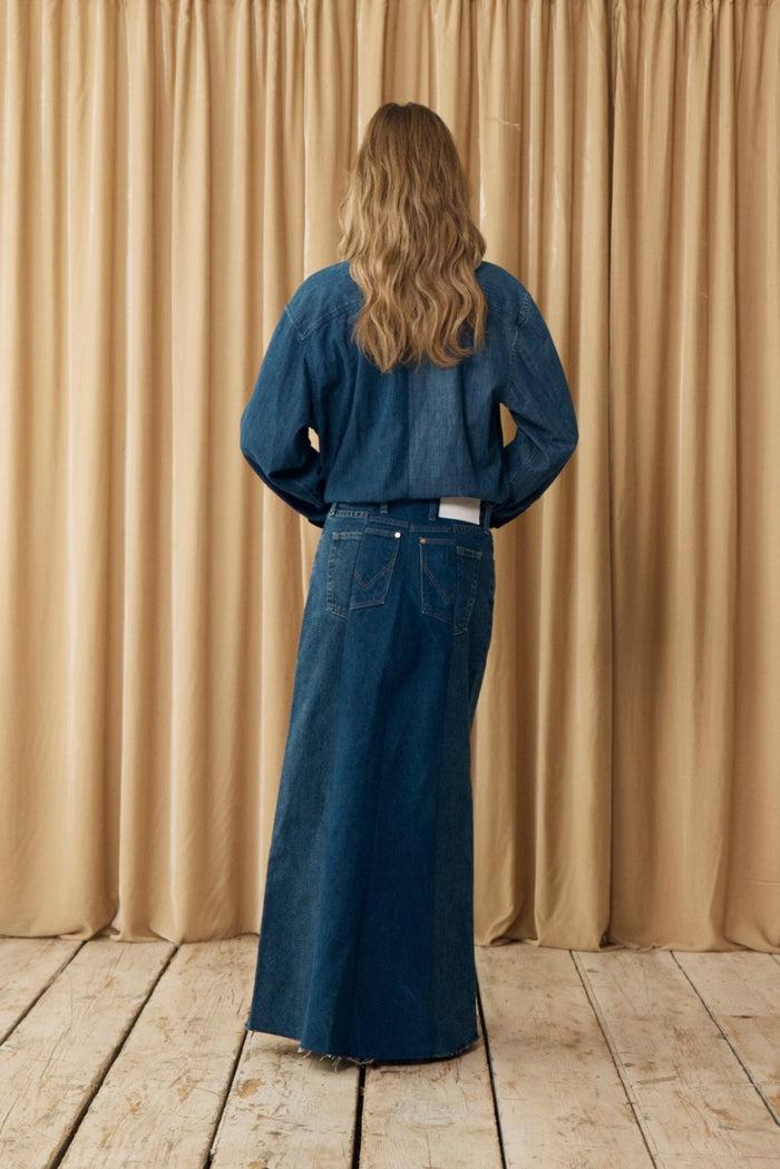 E.l.v. Denim Denim Maxi Skirt Dark Blue Skirt