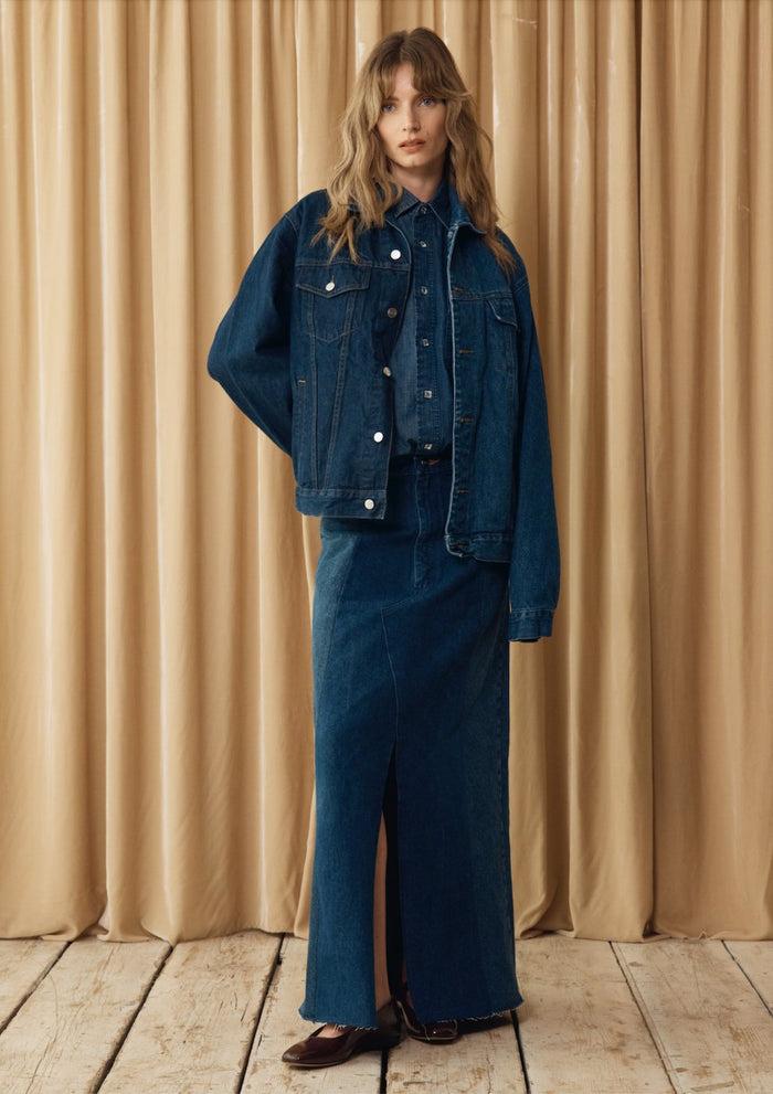 E.l.v. Denim Denim Maxi Skirt Dark Blue Skirt