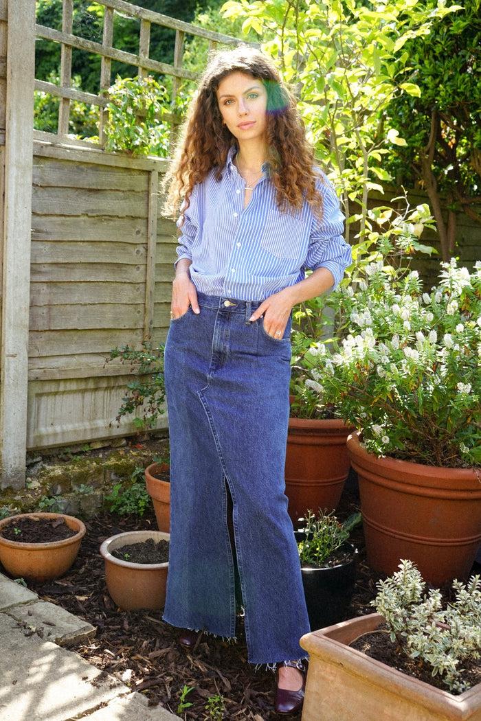E.l.v. Denim Denim Maxi Skirt Dark Blue Skirt
