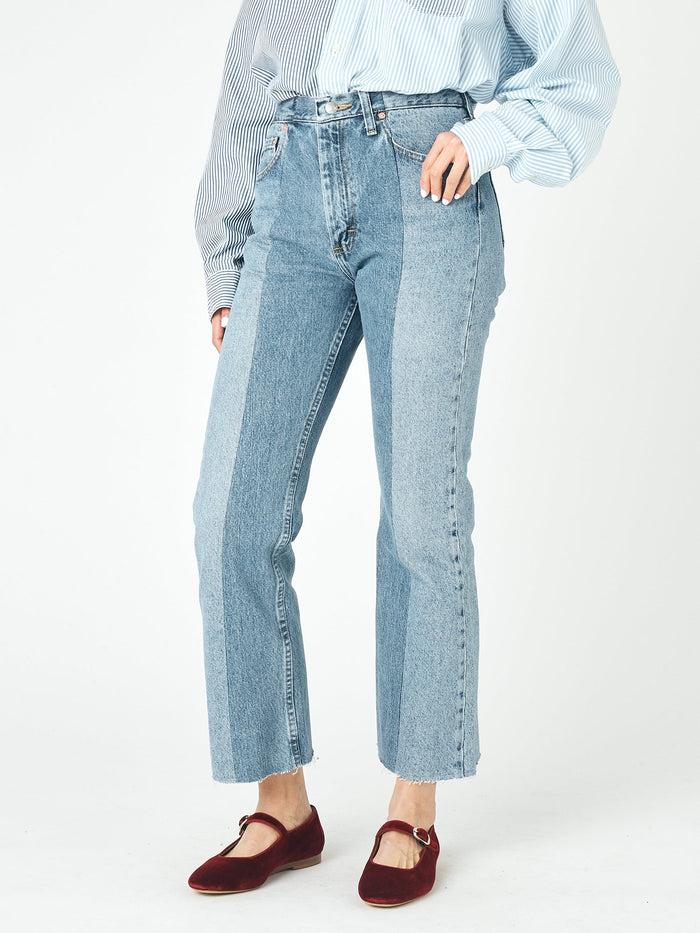 E.l.v. Denim Flare Jean Light/Mid Blue Jeans