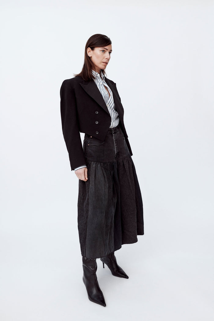 E.l.v. Denim Harvard Denim Skirt Charcoal Skirt