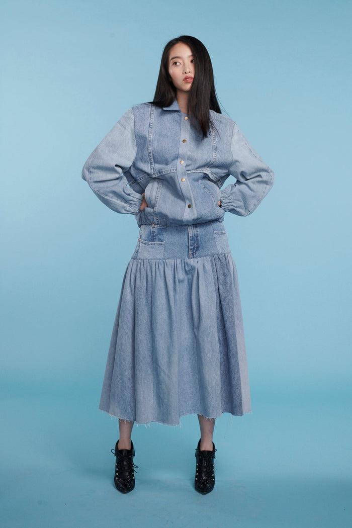 E.l.v. Denim Harvard Denim Skirt Light Blue Skirt