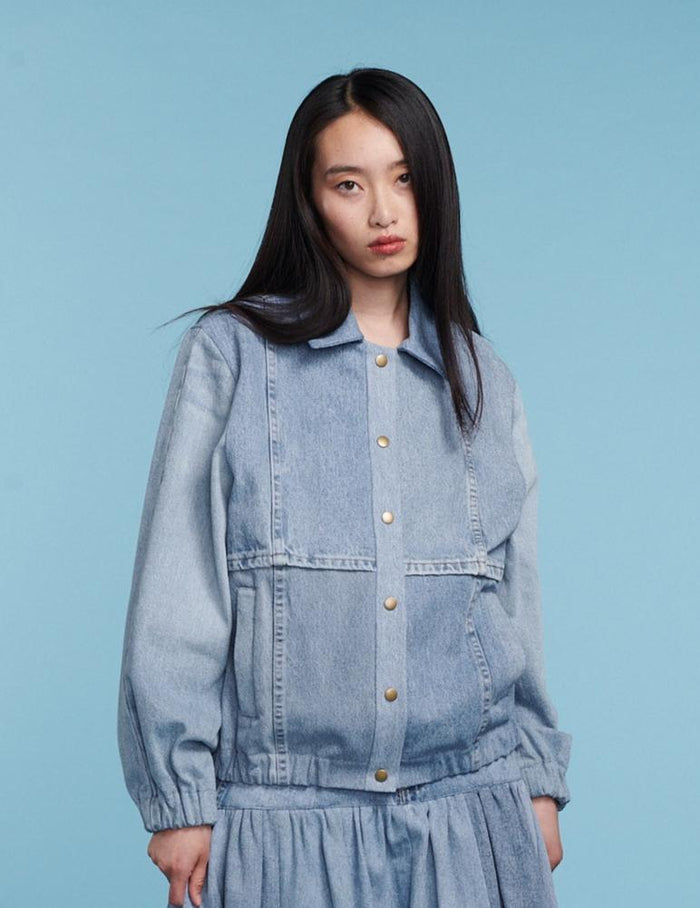 E.l.v. Denim Kara Bomber Jacket Denim Light Blue