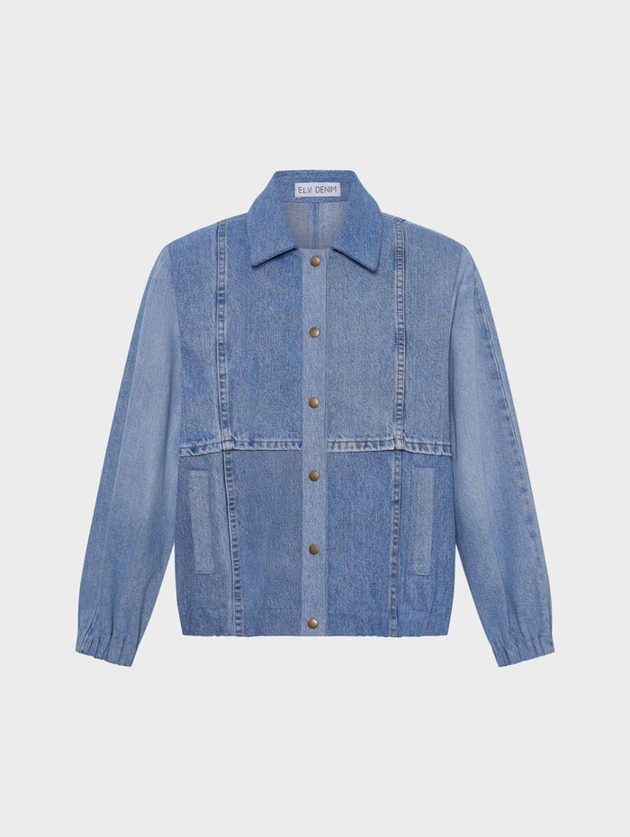 e.l.v. denim Kara Bomber Jacket Denim Light Blue