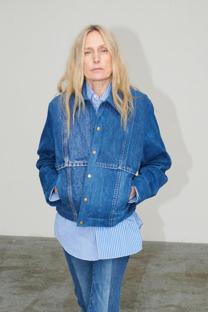 E.l.v. Denim Kara Bomber Jacket Denim Mid Blue