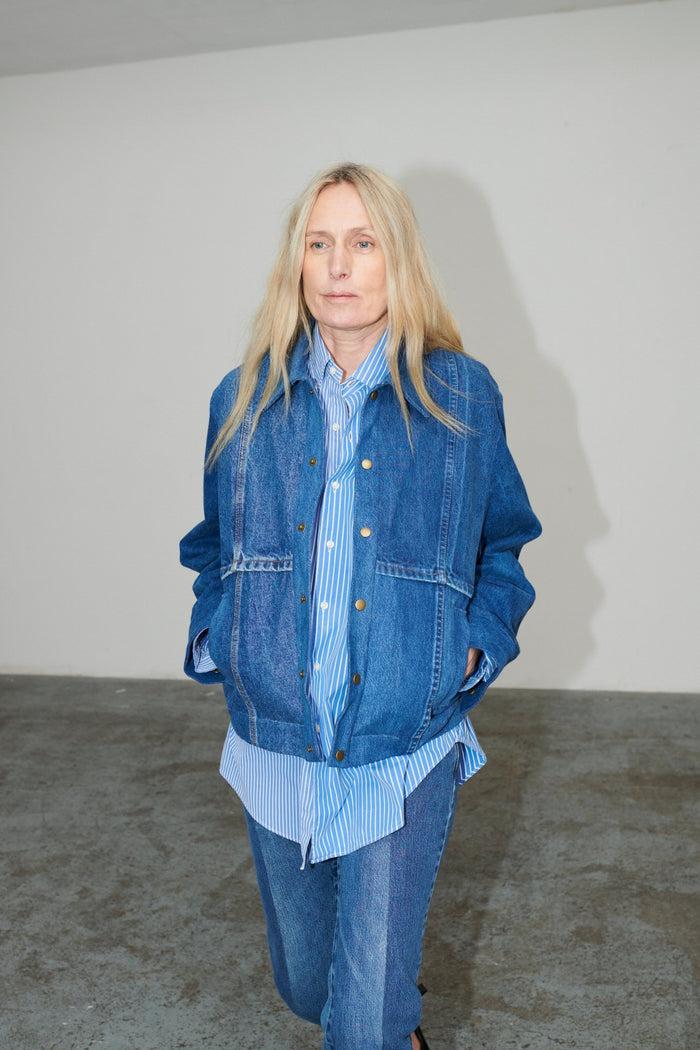 E.l.v. Denim Kara Bomber Jacket Denim Mid Blue