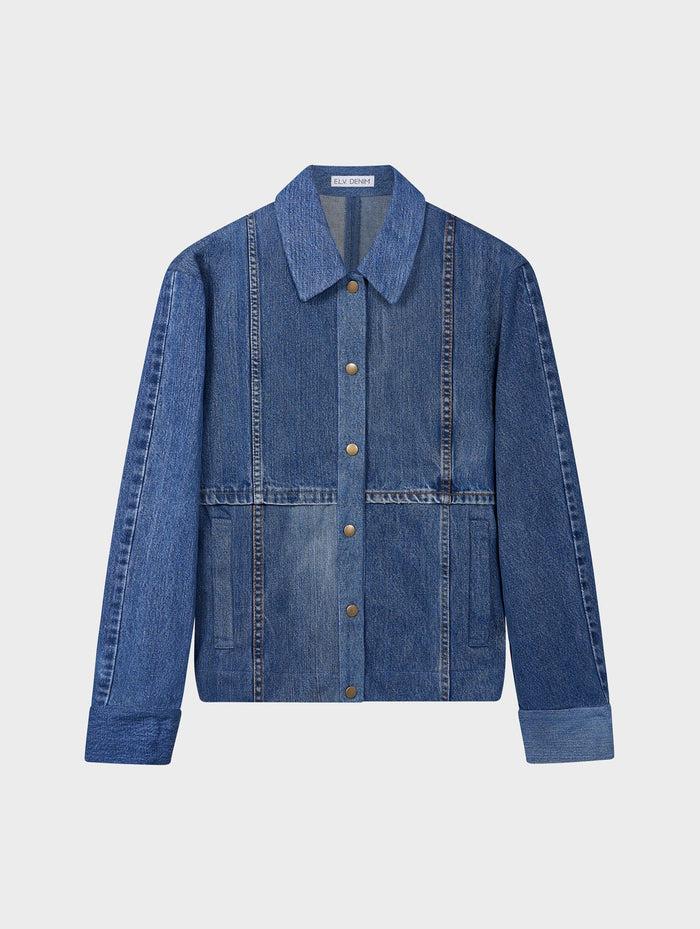 e.l.v. denim Kara Bomber Jacket Denim Mid Blue