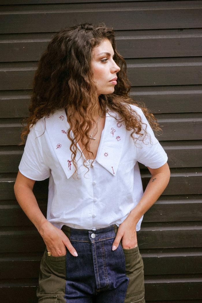 E.l.v. Denim Love Lucky Embroidered Top Top