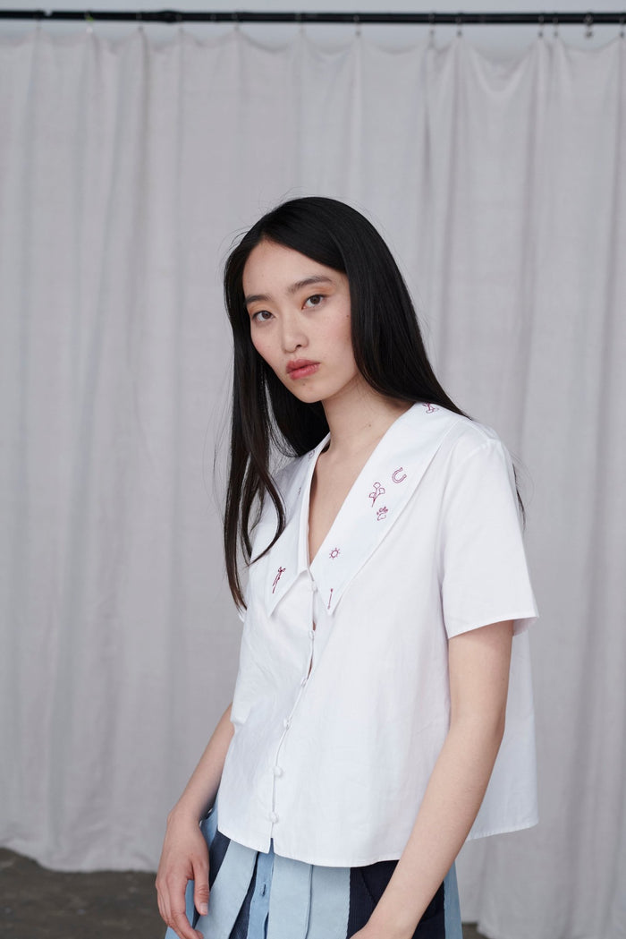 E.l.v. Denim Love Lucky Embroidered Top Top