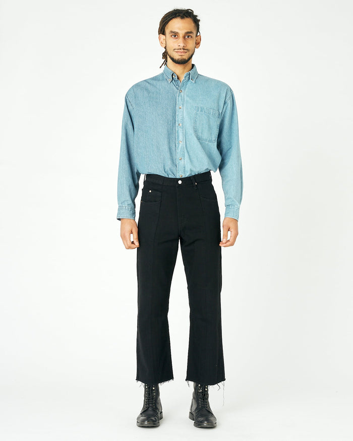 e.l.v. denim Men's Flare Jean Black Trousers