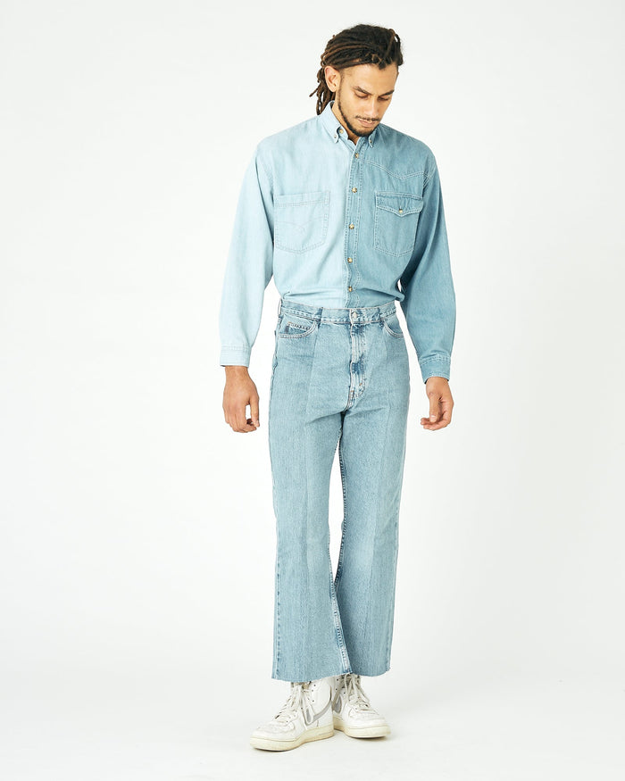 e.l.v. denim Men's Flare Jean Light Blue Jeans