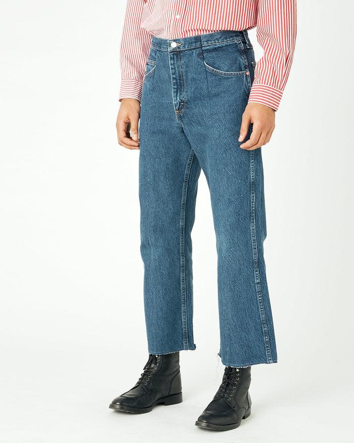 E.l.v. Denim Men's Flare Jean Mid Blue Jeans