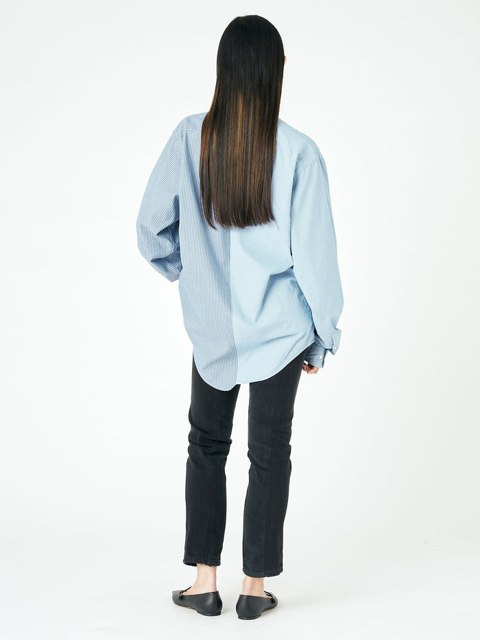 E.l.v. Denim Solid Blue Stripe Diana Shirt Shirt