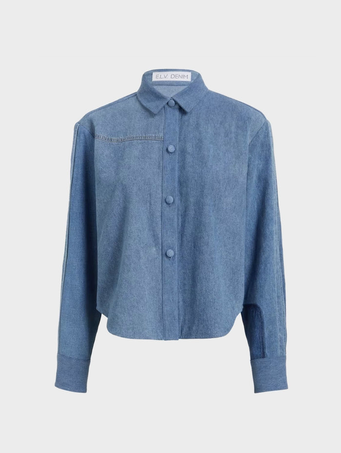 e.l.v. denim Emilie Shirt Patchwork Shirting Mid Blue