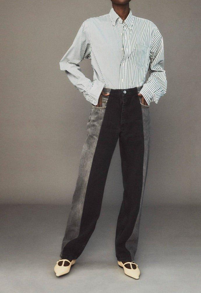 e.l.v. denim Grey Black Contrast Boyfriend Jean Jeans