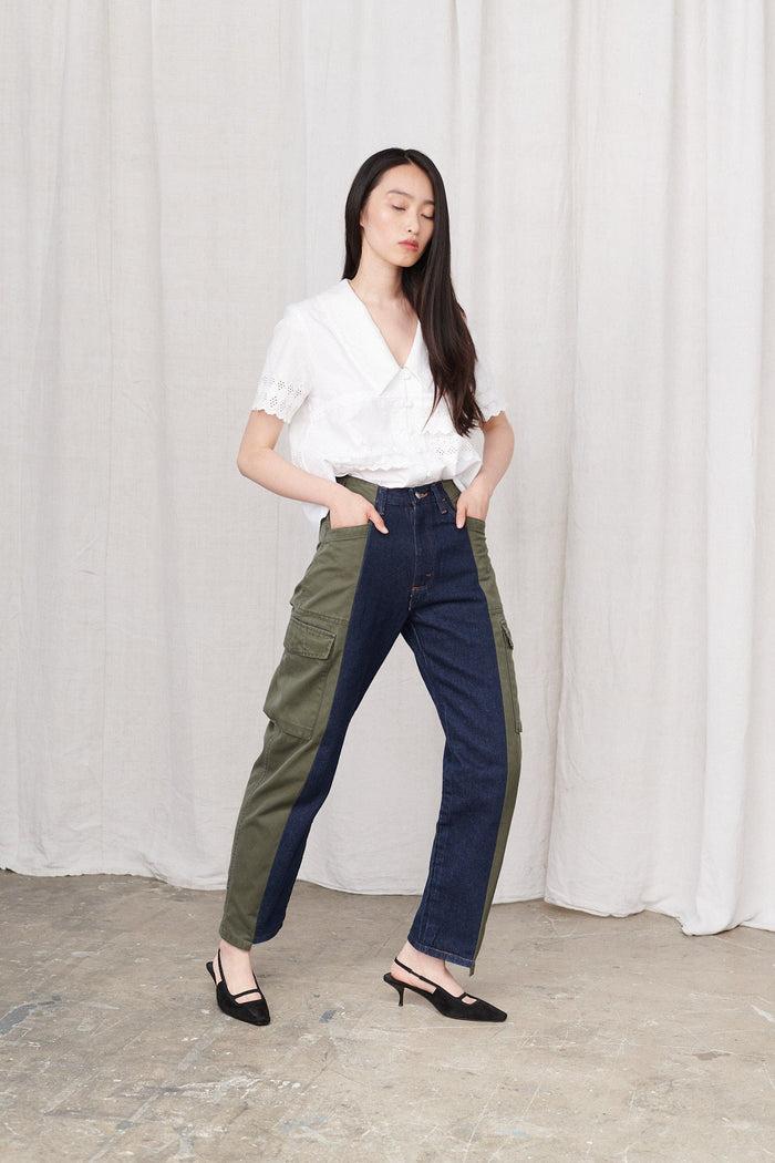 E.l.v. Denim Irenie Trousers Cargo Dark Blue Denim Jeans