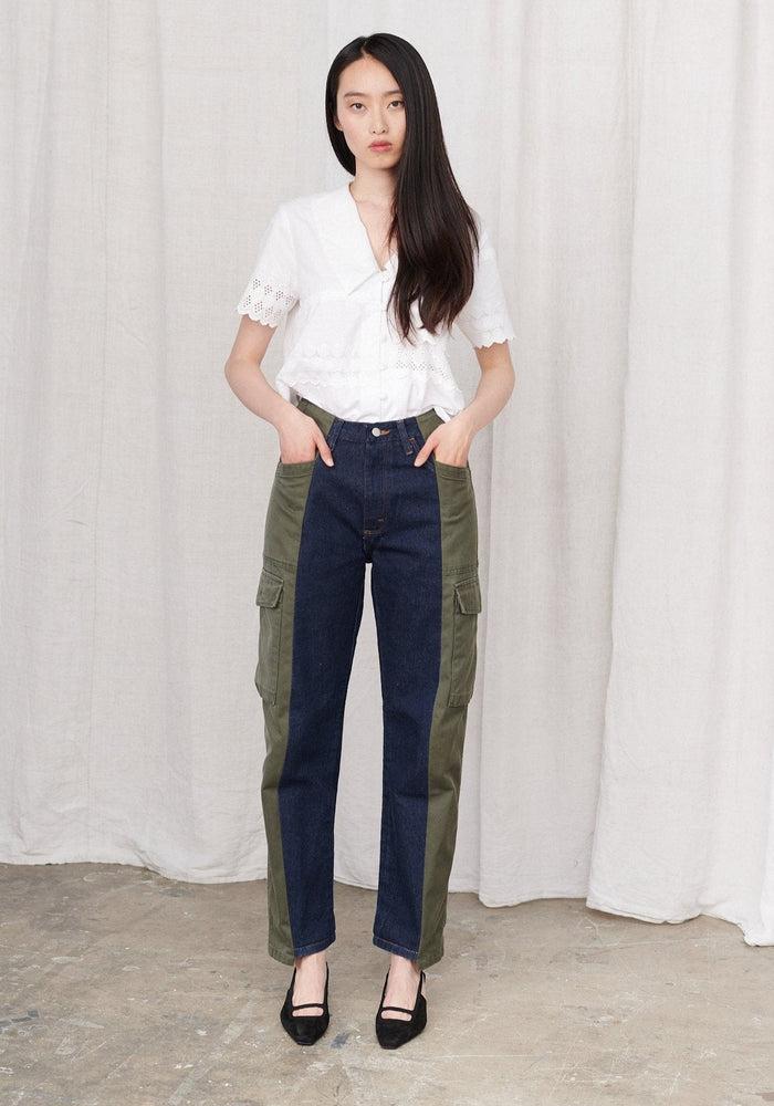 E.l.v. Denim Irenie Trousers Cargo Dark Blue Denim Jeans