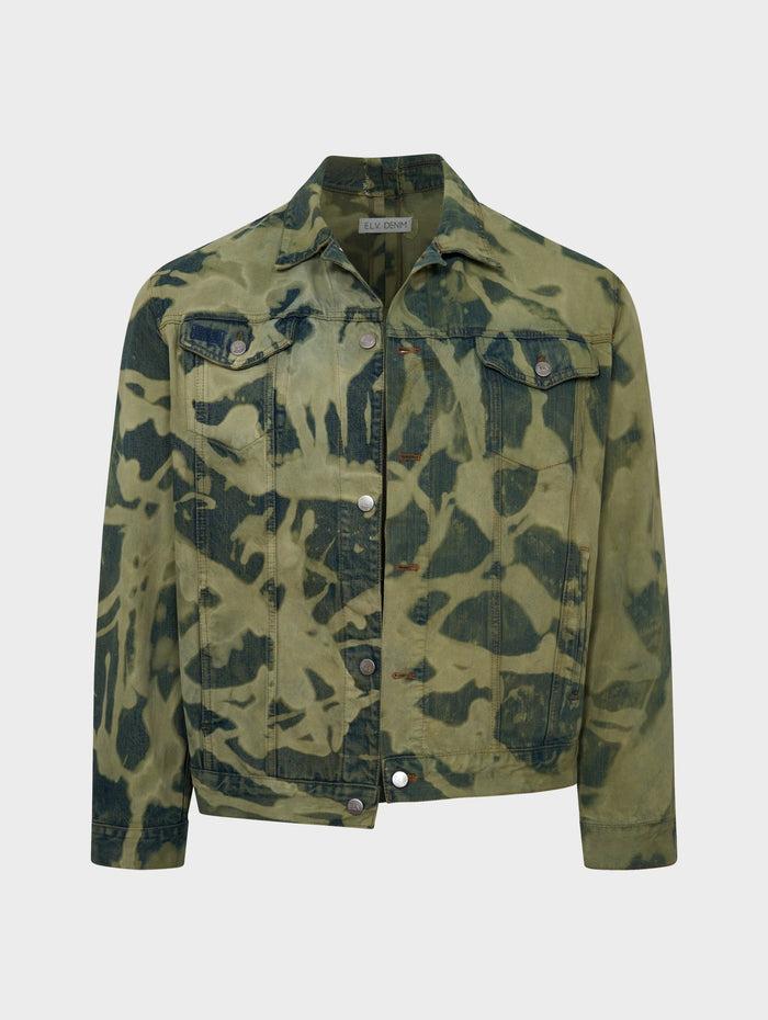 e.l.v. denim Men's Classic Denim Jacket Bleach Khaki Jacket