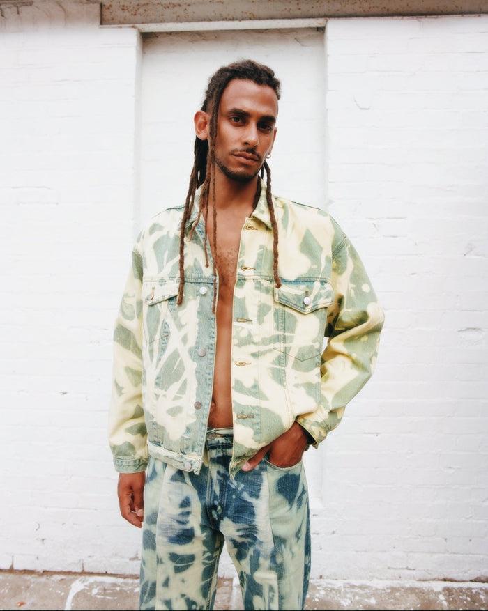 E.l.v. Denim Men's Classic Denim Jacket Bleach Yellow Jacket