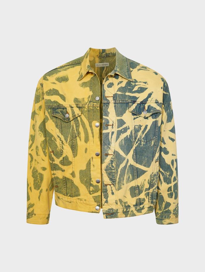 e.l.v. denim Men's Classic Denim Jacket Bleach Yellow Jacket