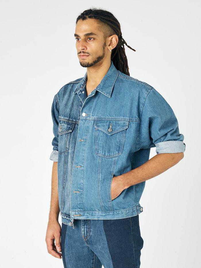 E.l.v. Denim Men's Classic Denim Jacket Mid Blue Jacket