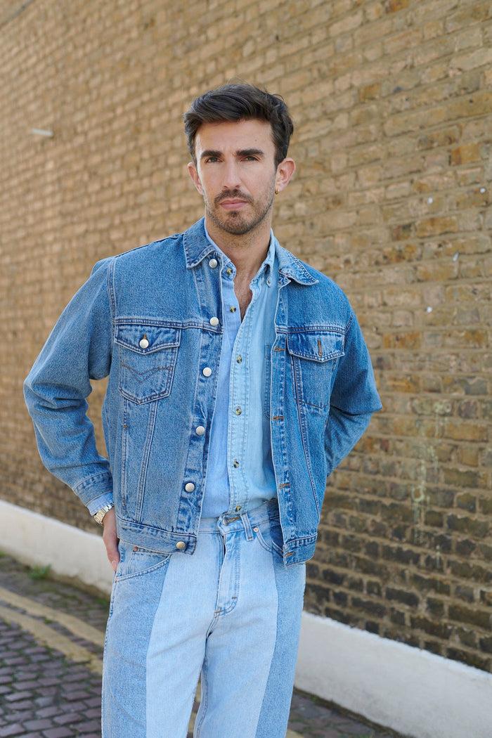 E.l.v. Denim Men's Classic Denim Jacket Mid Blue Jacket