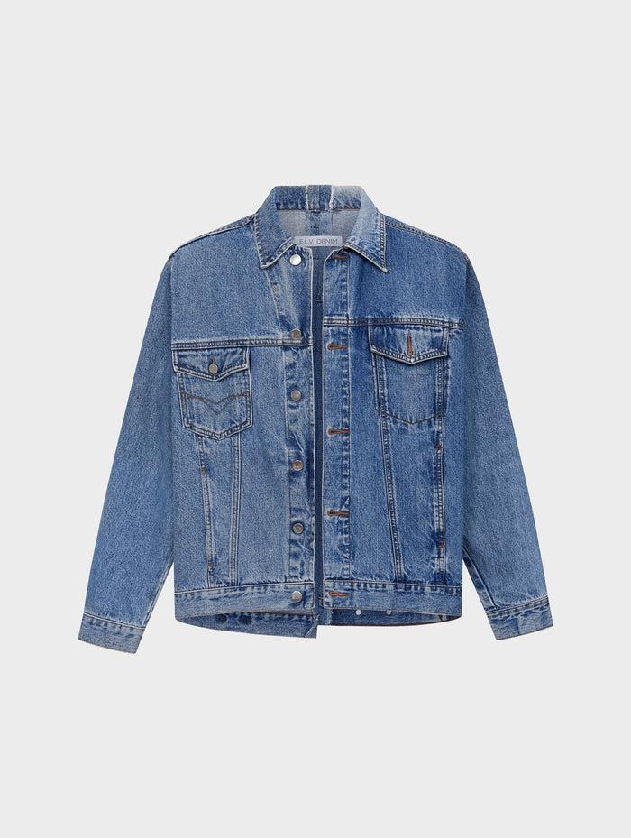 e.l.v. denim Men's Classic Denim Jacket Mid Blue Jacket