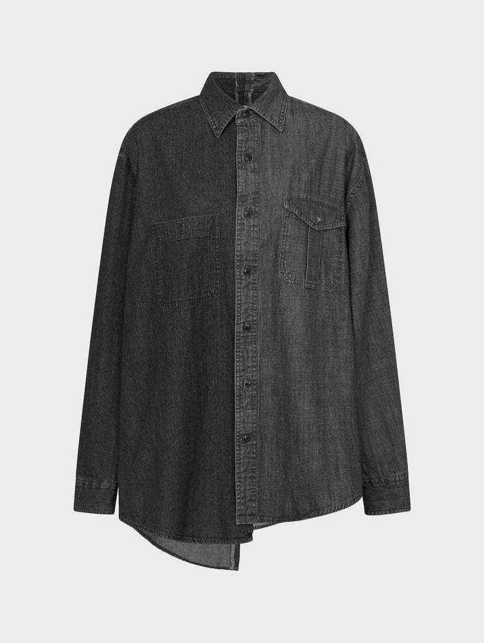 e.l.v. denim Men's Classic Denim Shirt Black Grey Shirt