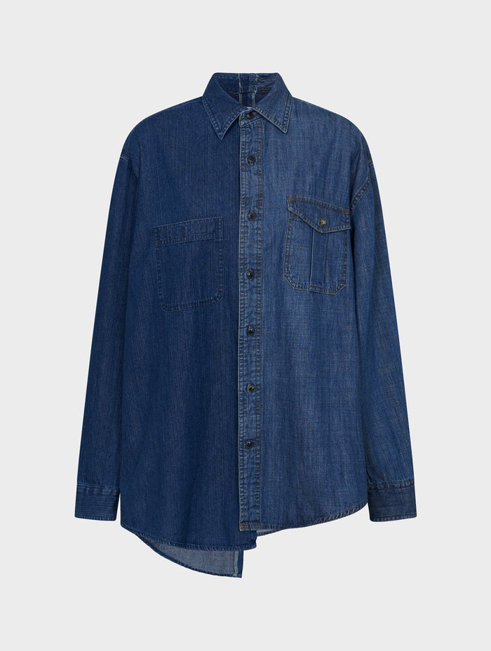 e.l.v. denim Men's Classic Denim Shirt Dark Blue Shirt