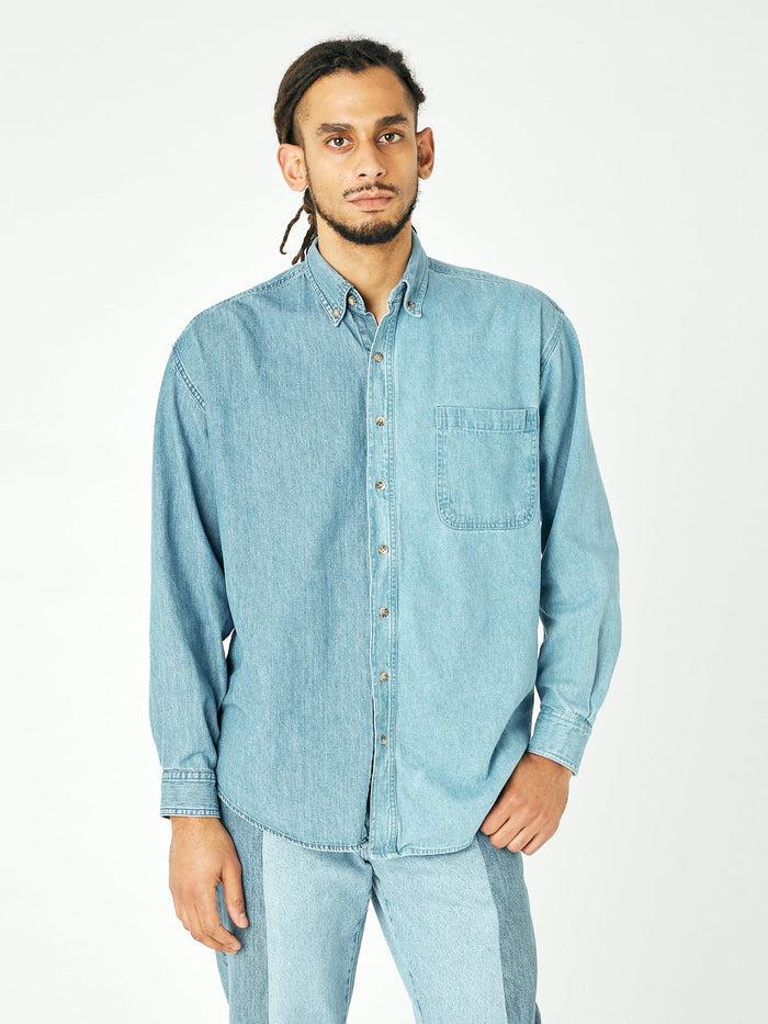 E.l.v. Denim Men's Classic Denim Shirt Mid Blue Shirt