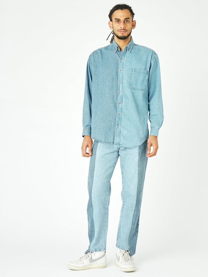 E.l.v. Denim Men's Classic Denim Shirt Mid Blue Shirt