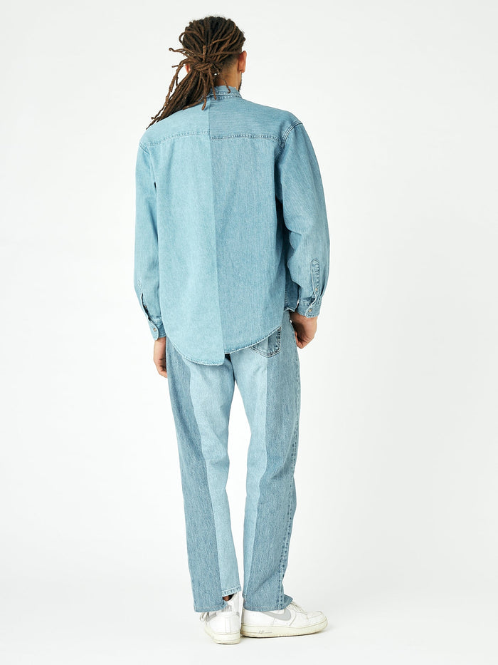 E.l.v. Denim Men's Classic Denim Shirt Mid Blue Shirt