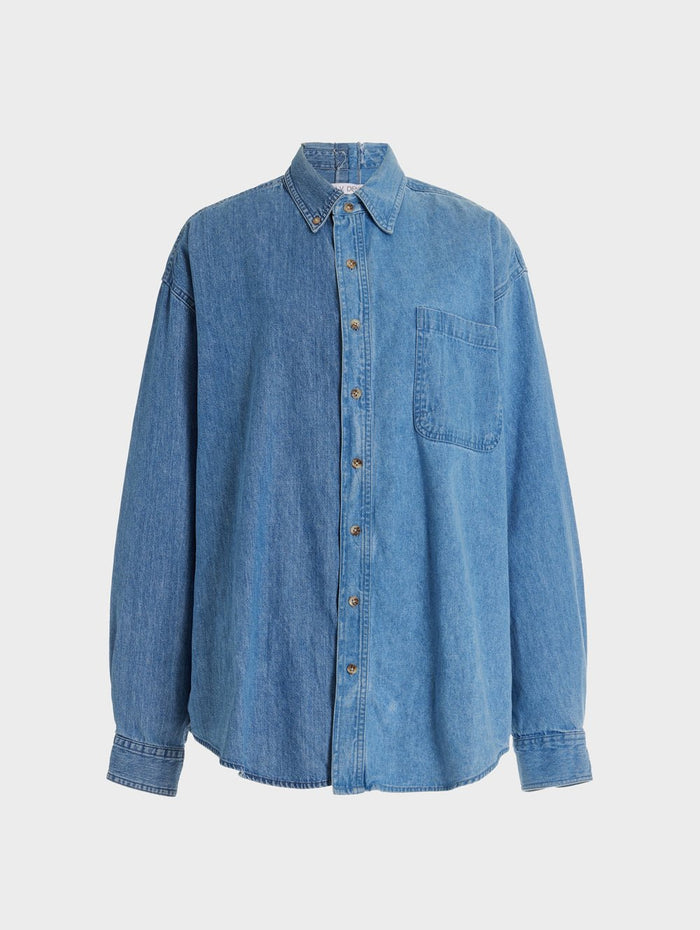 e.l.v. denim Men's Classic Denim Shirt Mid Blue Shirt