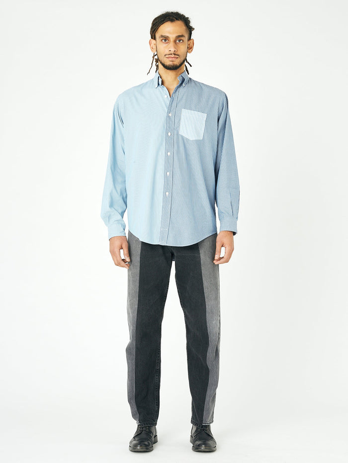 E.l.v. Denim Men's Diana Shirt Stripe Cotton Blue Shirt