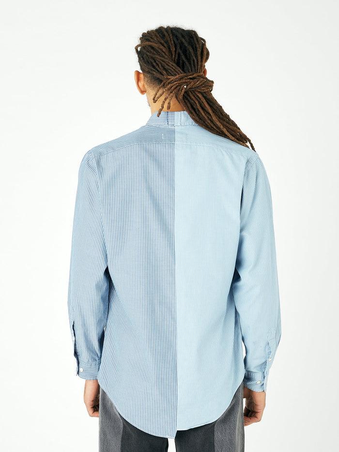 E.l.v. Denim Men's Diana Shirt Stripe Cotton Blue Shirt