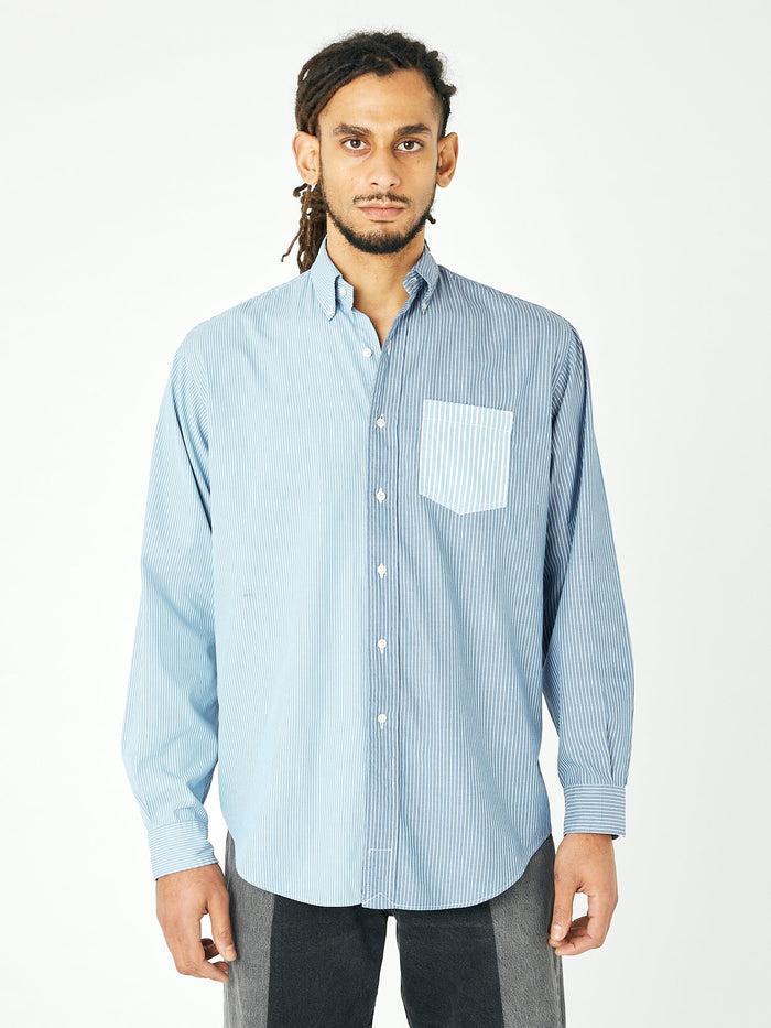 e.l.v. denim Men's Diana Shirt Stripe Cotton Blue Shirt