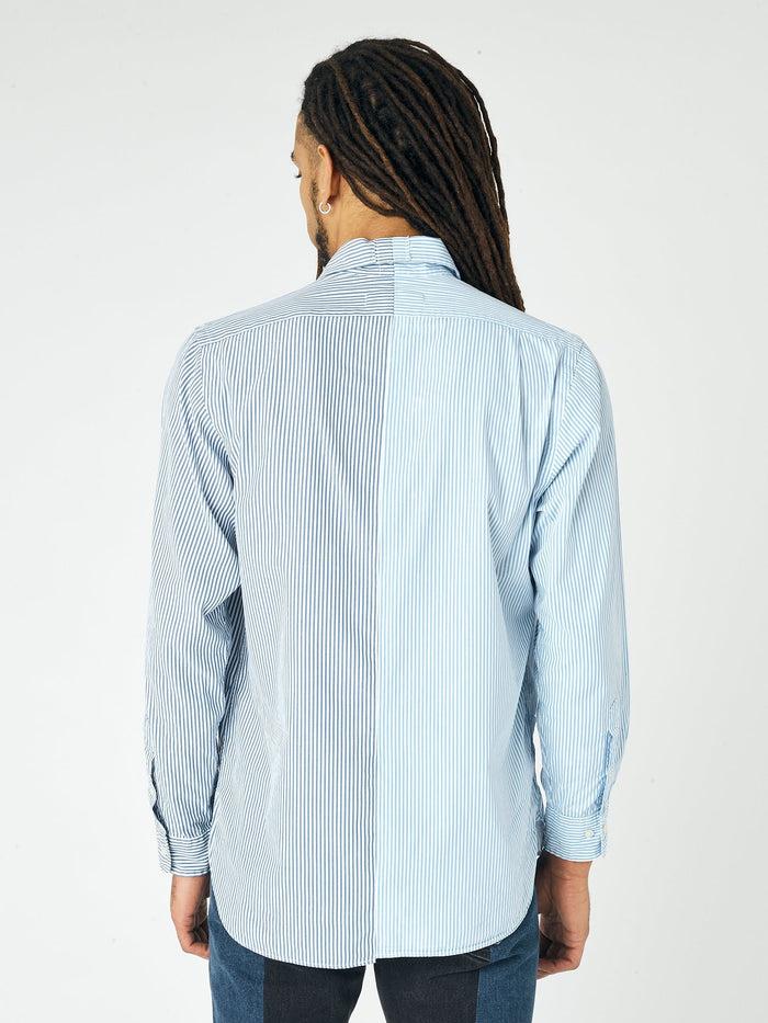 E.l.v. Denim Men's Diana Shirt Stripe Cotton Light Blue Shirt