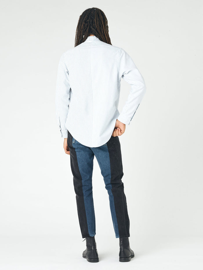 E.l.v. Denim Men's Diana Shirt Stripe Cotton Light Blue Shirt