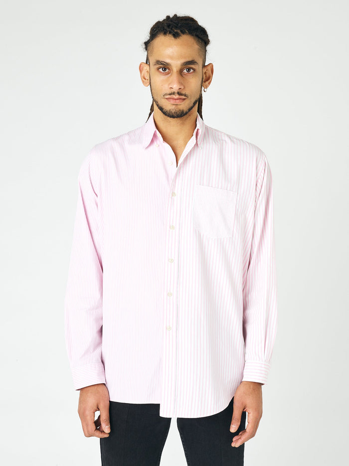 E.l.v. Denim Men's Diana Shirt Stripe Cotton Pink Shirt