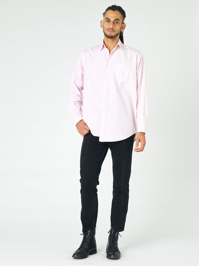 E.l.v. Denim Men's Diana Shirt Stripe Cotton Pink Shirt