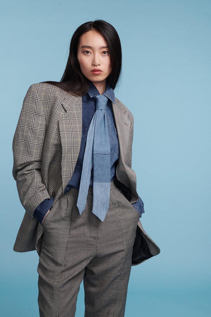 E.l.v. Denim The Jamie Blazer Monochrome Check Suiting Jacket