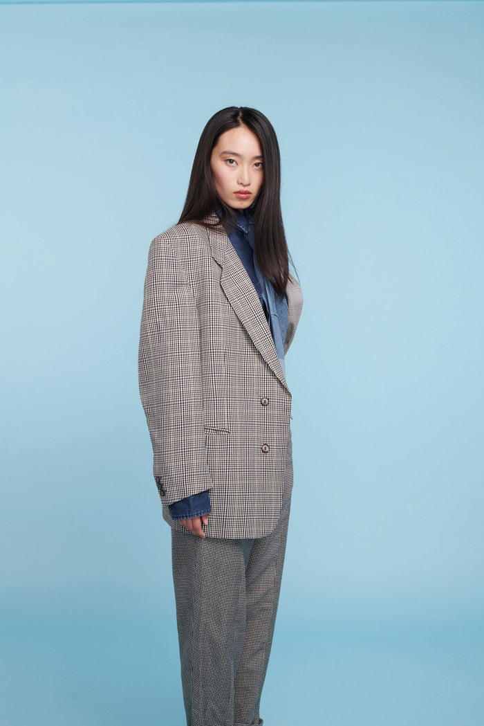 E.l.v. Denim The Jamie Blazer Monochrome Check Suiting Jacket