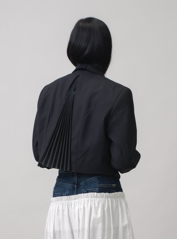 E.l.v. Denim The Oversized Pleated Tux Jacket Jacket