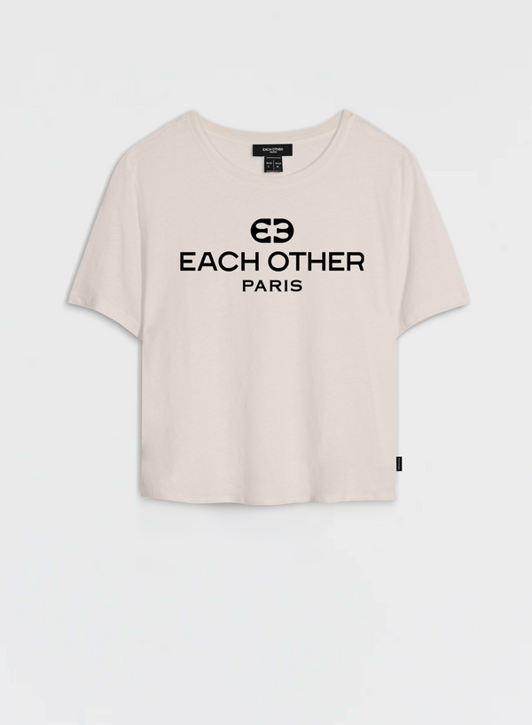each other Boxy T-Shirt with Classic Logo Print Off White