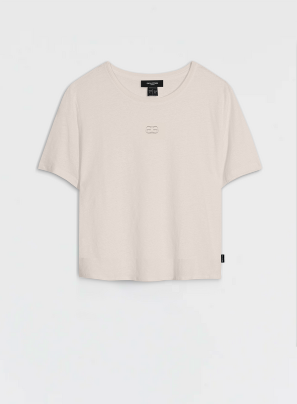 each other Boxy T-Shirt with Tone-on-Tone Logo Off White