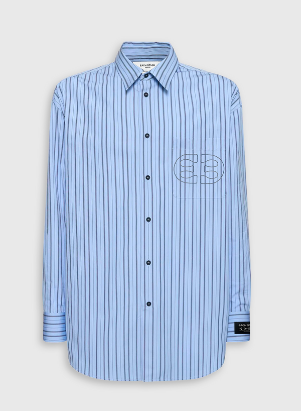 each other Classic Fit Shirt With Large Logo Sky Blue