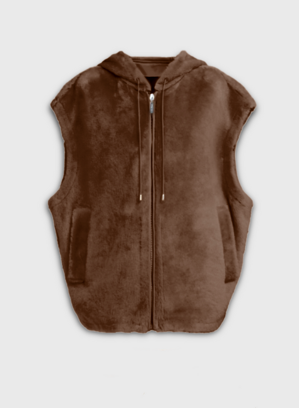 each other Faux Fur Sleeveless Bomber Jacket S