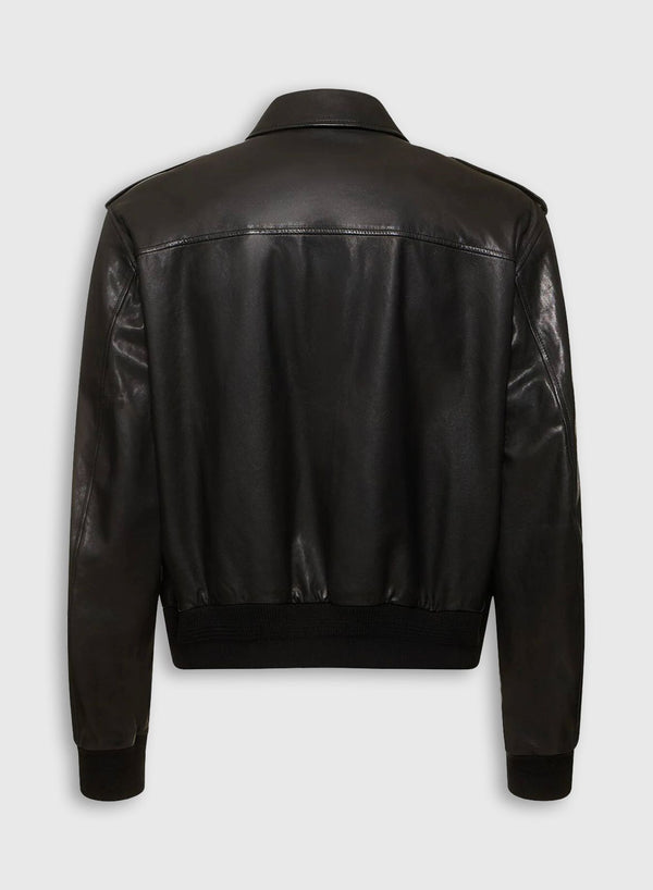 Each Other Leather Bomber Jacket Black