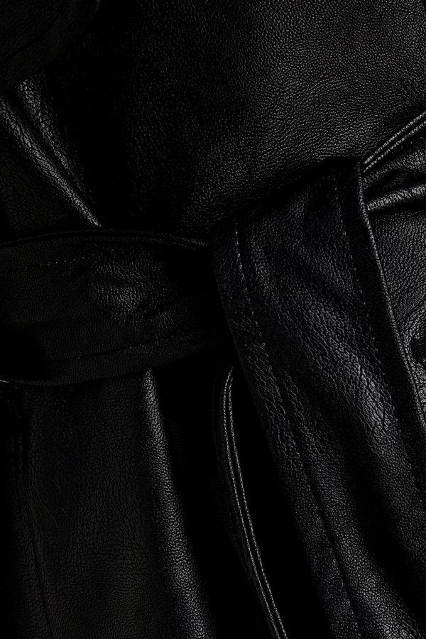 Each Other Leather Trench Coat Black